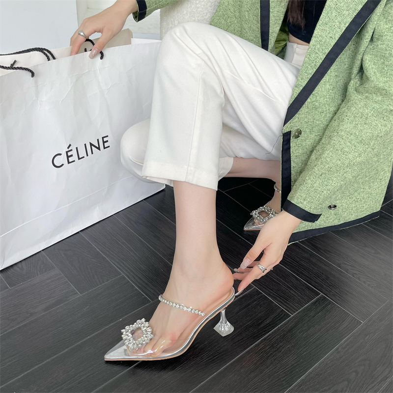 Autumn Wine Glass Heel Transparent Toe Shoes 35-40