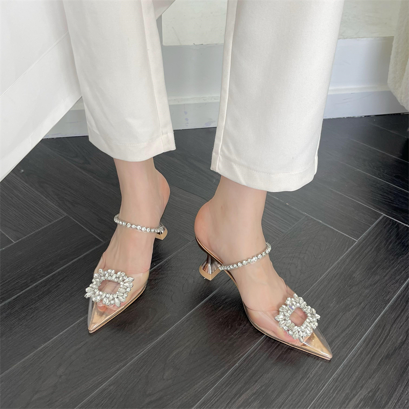 Autumn Wine Glass Heel Transparent Toe Shoes 35-40 - Image 3
