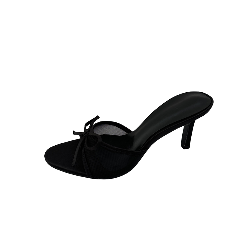 2025 New Open Toe One-Strap Mesh High Heel Slide Sandals for Women - Image 5