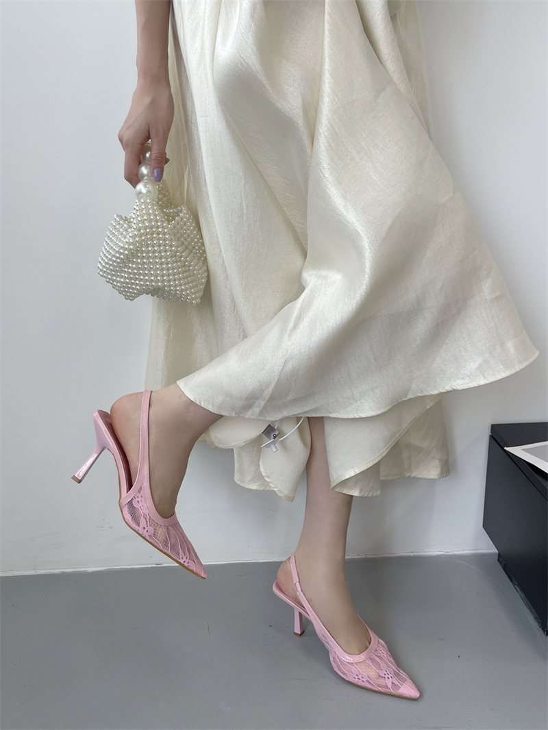 2025 Women's Lace Hollow Out Pointed Toe High Heel Sandals - Image 3