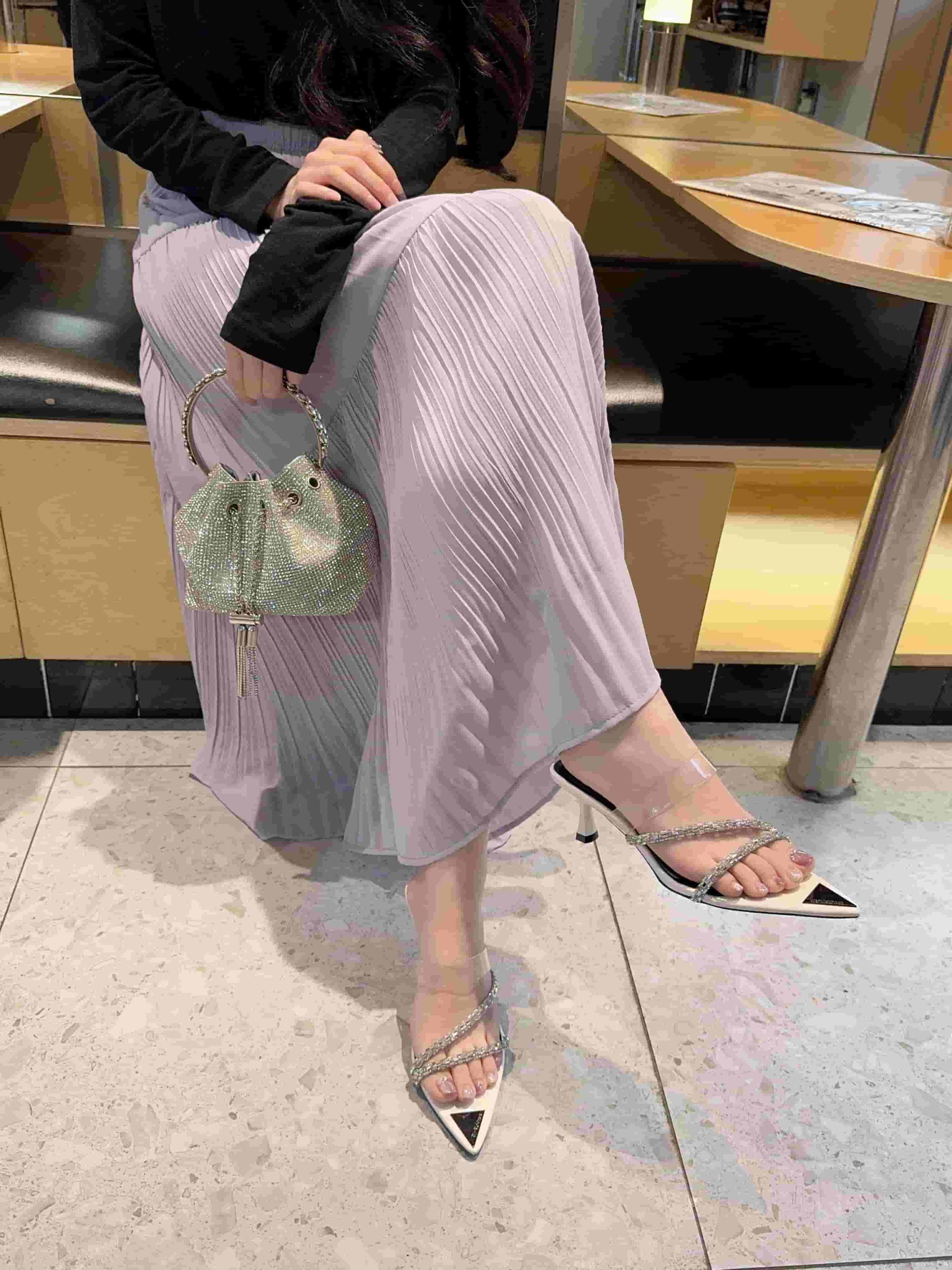 Pointed Toe Transparent Rhinestone High Heel Slippers New Summer Outdoor Slippers