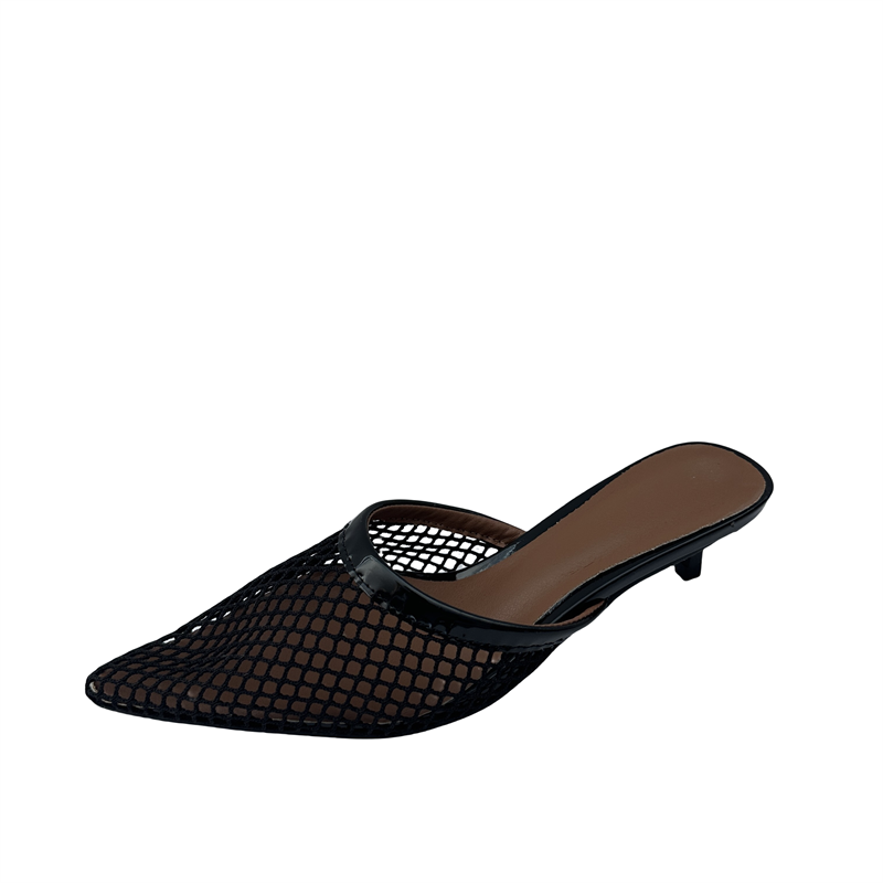 2025 New Fashion Pointed Toe Fishnet Breathable High Heel Slippers Sandals Women - Image 5
