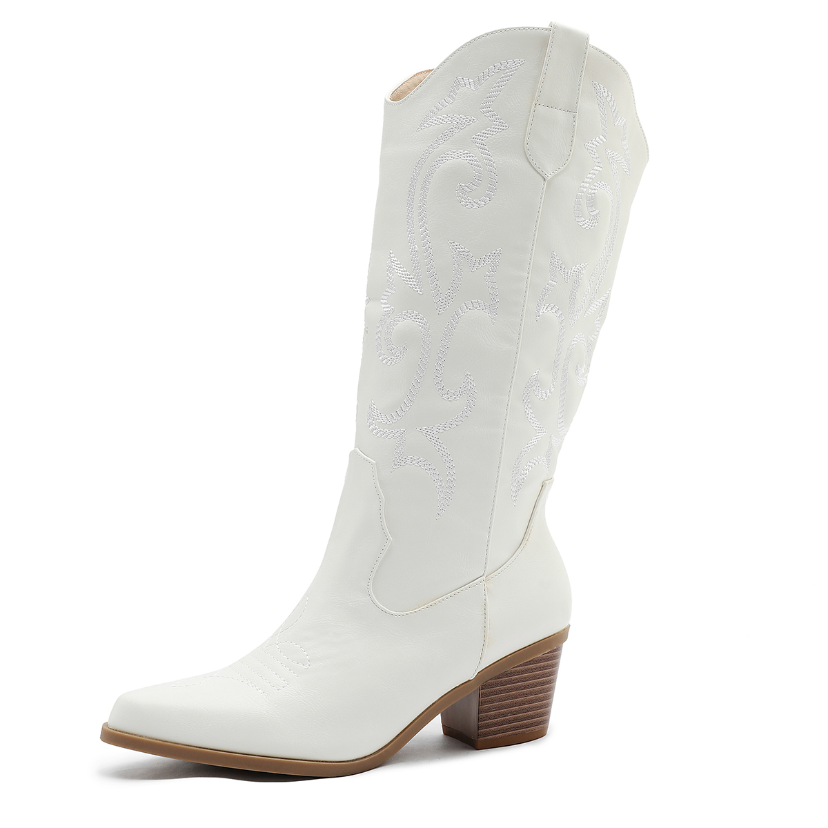 Impression Bang New Western Mid-Calf Boots Retro Ethnic Style Slip-On Embroidered Pattern Chunky Heel Sizes 35-43 - Image 5