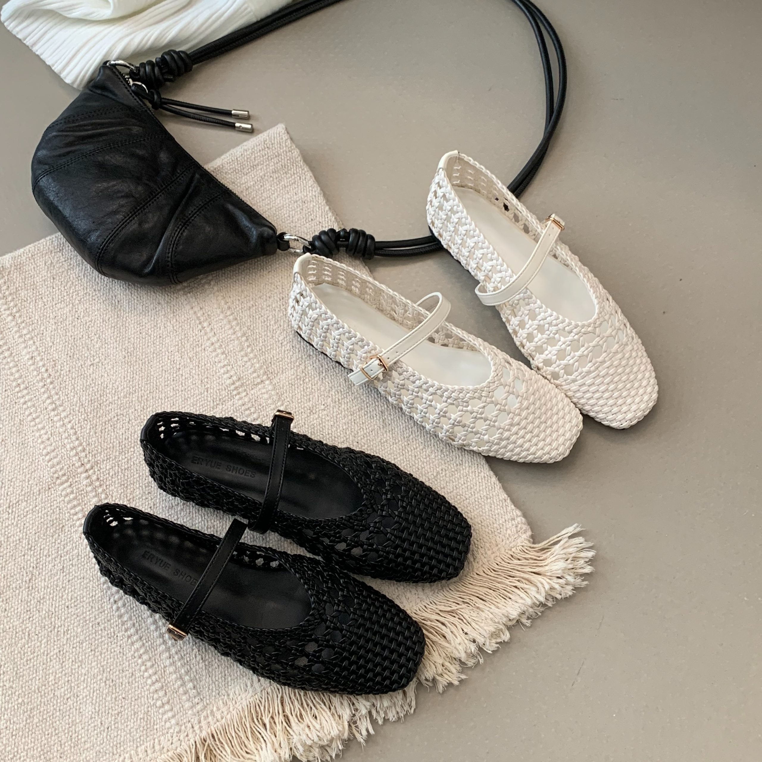 Handwoven Hollow-Out One-Strap Flat Shoes for Women 2026 Summer